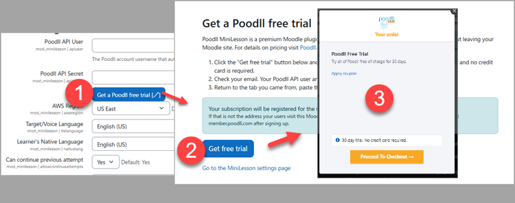 How to take a Poodll free trial -1